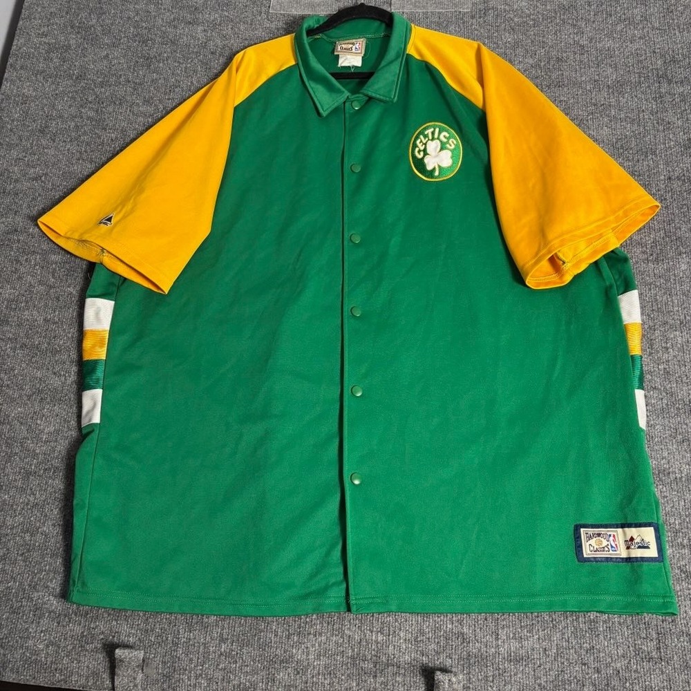 NBA Hardwood Classics Boston Celtics Majestic Shirt 3XL Green Yellow